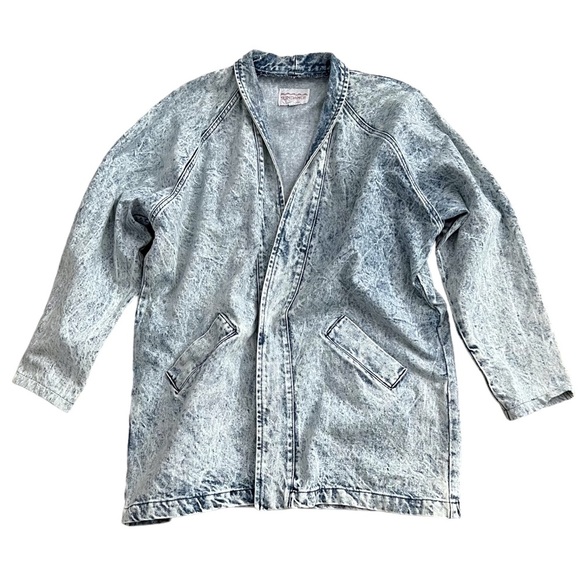 Vintage 1990s Sundance Stone Acid Wash Oversized Denim Duster Jacket - Picture 1 of 14